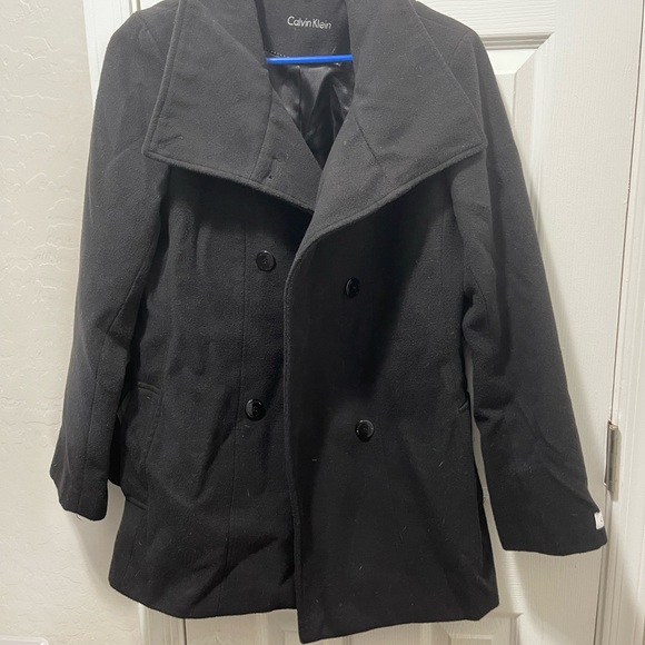 Calvin Klein Black Double-Breasted Coat - Picture 1 of 4